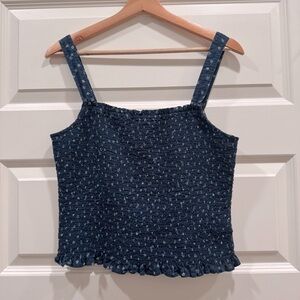 Navy Blue Textured Women's Tank Top